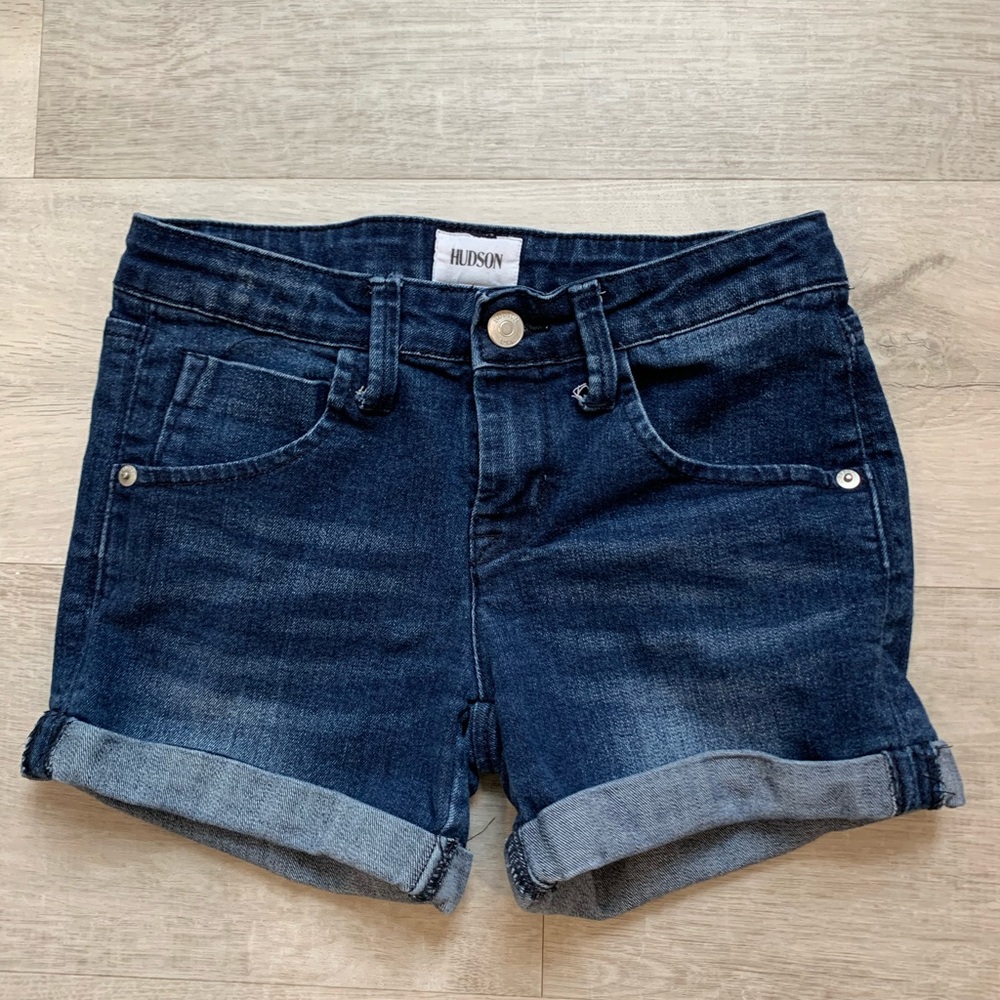 Hudson Jeans Girls Dark Blue Denim Rolled Cuff Shorts